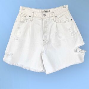 We the Free High Waisted Distressed Denim Shorts Raw Hem Size 26